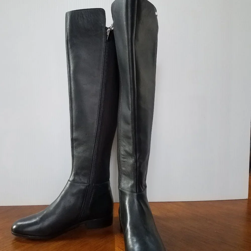 NWOT MICHAEL KORS Tall Black Leather Riding Boots - Picture 3 of 3